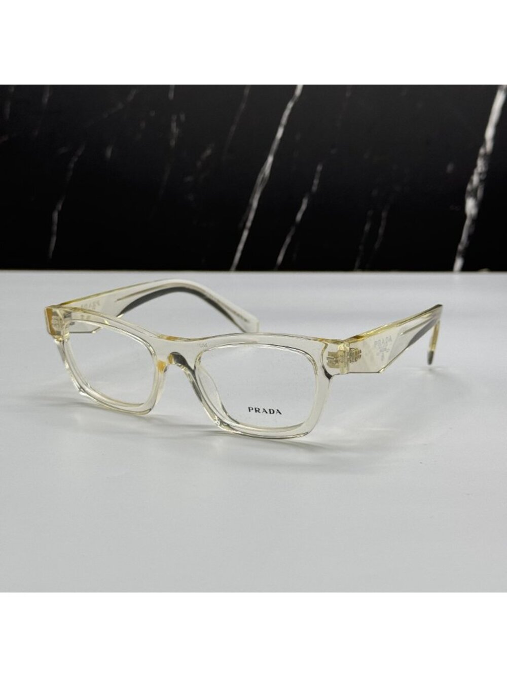 Prada PRB01V 19X1O1 Women Clear Cream Cat Eye Eyeglasses Authentic NEW - Picture 2 of 9